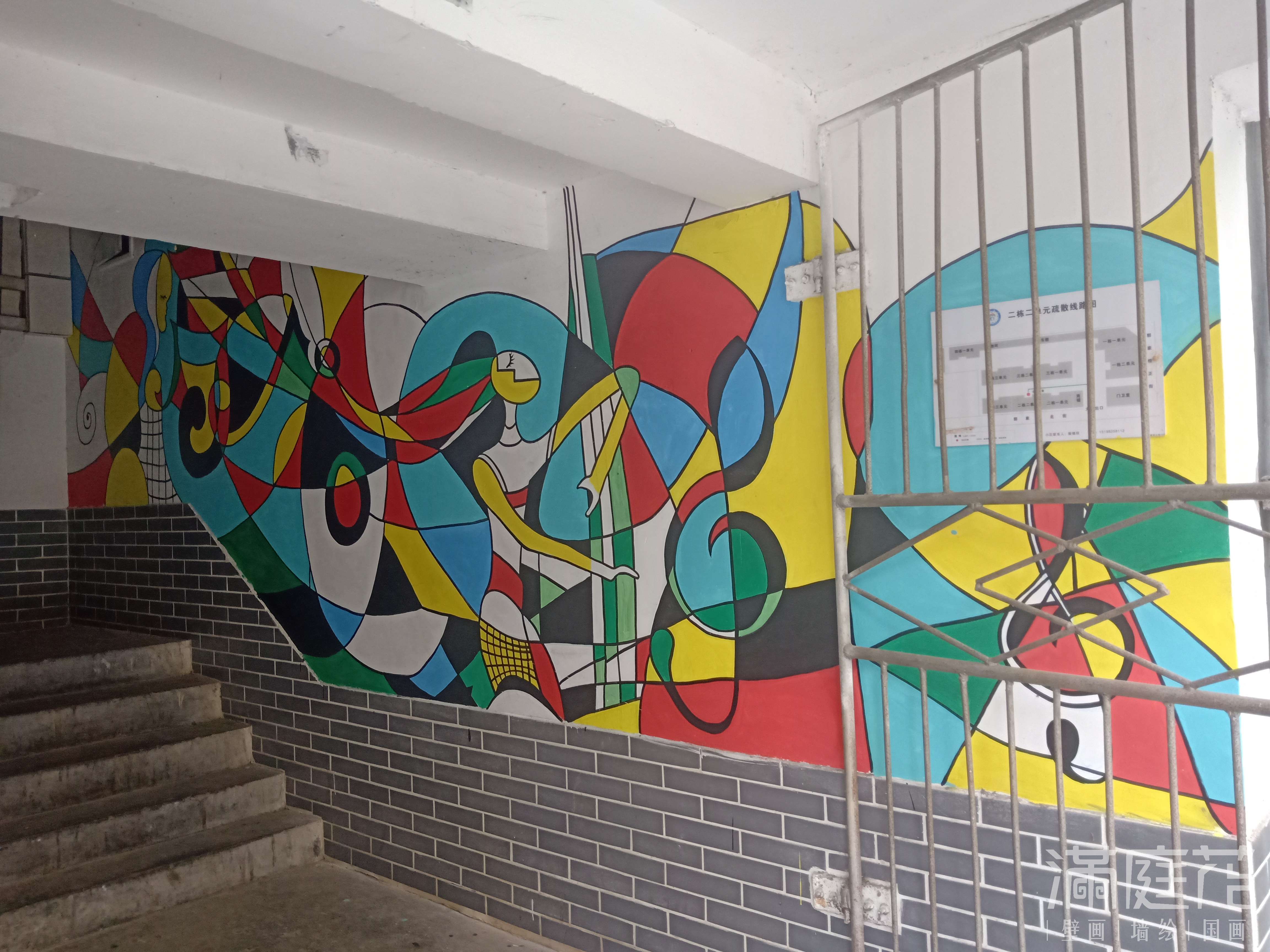 棕东社区楼道文化墙 - 满庭花-墙绘/壁画/国画